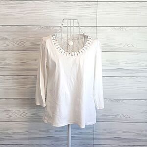 Style & Co. White Embellished Scoop Neck Tunic
